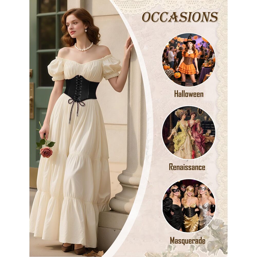 4881 Women's Pirate Corsets High Waist Underbust Corset Lace-up Wide - Picture 5 of 6